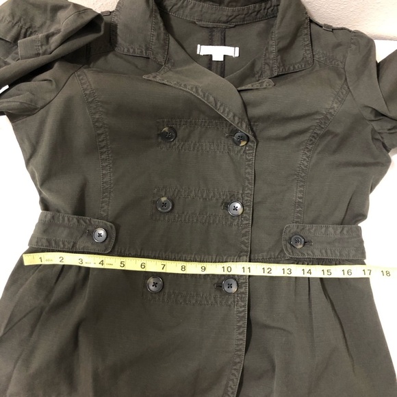 LOFT Cotton Army Green Double Breasted Peplum Lightweight Military Jacket M - Picture 12 of 14